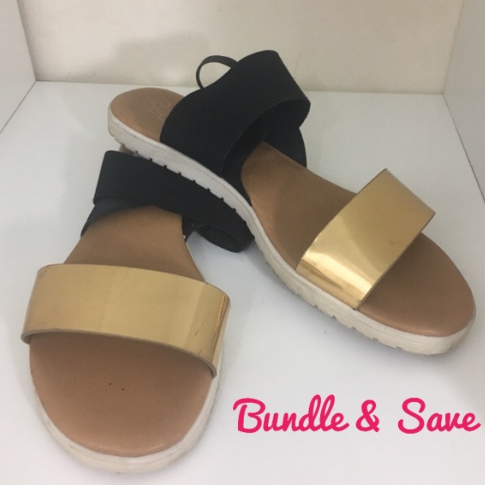 !!!Sold!!!Black, Gold & White Sandals